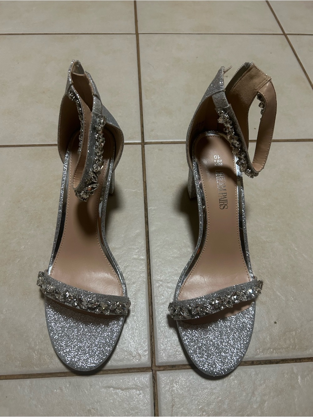 Sparkling Silver Ankle-Strap Evening Sandals - Picture 1 of 5